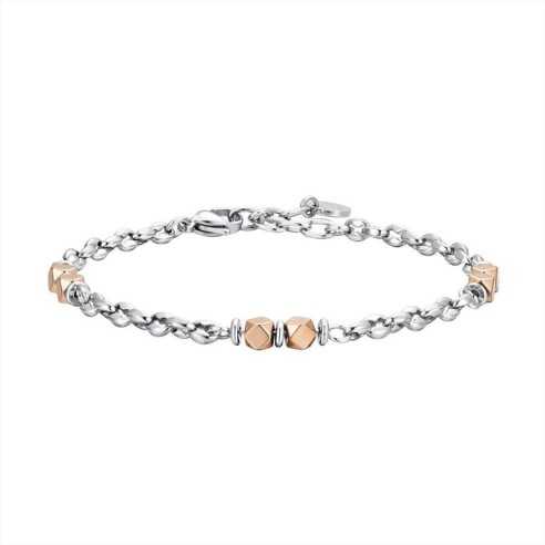  BRACCIALE UOMO IN ACCIAIO EMATITE IP ROSE LUCA BARRA