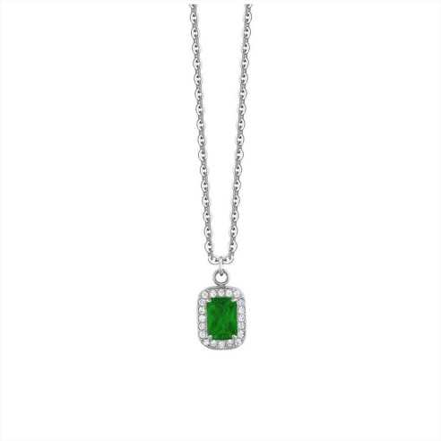 CK2067 COLLANA DONNA IN ACCIAIO CRISTALLI E ZIRCONE VERDE LUCA BARRA