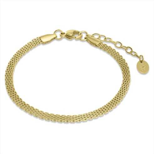 04BR046G BRACCIALE CATENA MESH ORO 16+3 CM BRAND