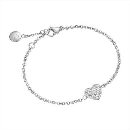 BK1495 BRACCIALE DONNA IN ACCIAIO CON CUORE CON CRISTALLI BIANCHI LUCA BARRA