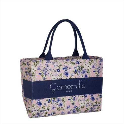 BORSA CITY M FIORI LILLA CAMOMILLA MILANO