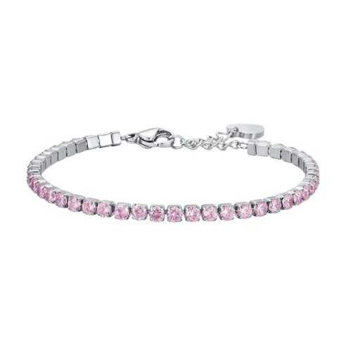 BRACCIALE TENNIS IN ACCIAIO CON CRISTALLI ROSA LUCA BARRA