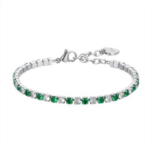 BRACCIALE TENNIS CRISTALLI BIANCHI E VERDI LUCA BARRA