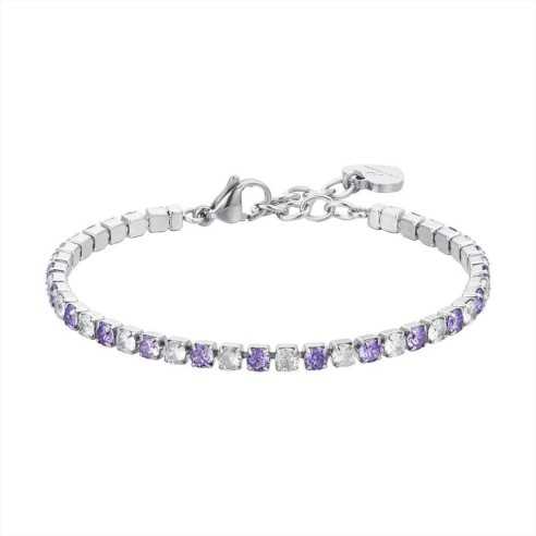 BRACCIALE TENNIS CRISTALLI BIANCHI E VIOLA LUCA BARRA
