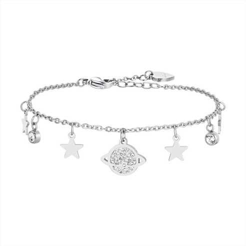 BK2692 BRACCIALE DONNA IN ACCIAIO PIANETA E STELLE LUCA BARRA