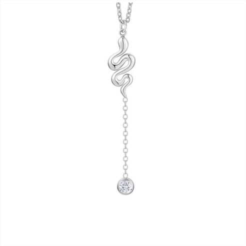 COLLANA DONNA IN ACCIAIO CON SERPENTE E CRISTALLO BIANCO LUCA BARRA