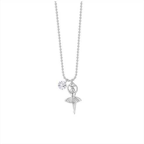 COLLANA DONNA IN ACCIAIO CON BALLERINA E ZIRCONE BIANCO LUCA BARRA