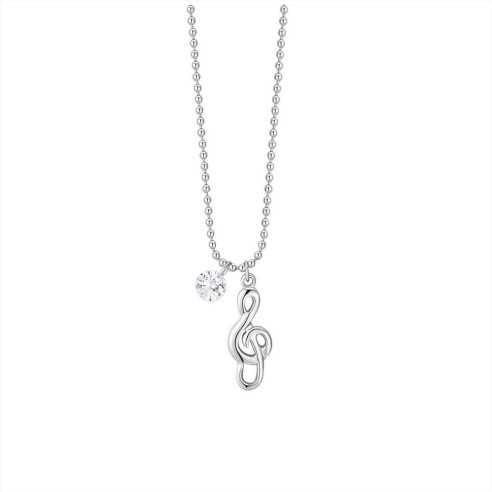 COLLANA DONNA IN ACCIAIO CON NOTA MUSICALE E ZIRCONE BIANCO LUCA BARRA