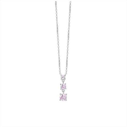 COLLANA DONNA IN ACCIAIO CON ZIRCONI ROSA LUCA BARRA