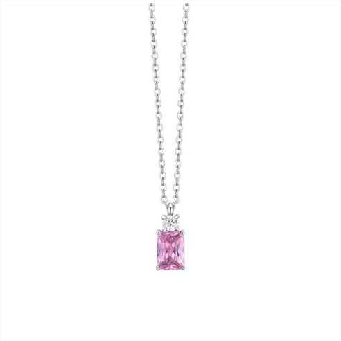 COLLANA DONNA IN ACCIAIO CON ZIRCONI ROSA E BIANCO LUCA BARRA