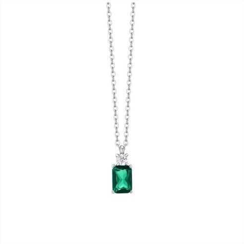 COLLANA DONNA IN ACCIAIO CON ZIRCONI VERDE E BIANCO LUCA BARRA