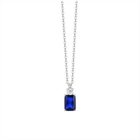 COLLANA DONNA IN ACCIAIO CON ZIRCONI BLU E BIANCO LUCA BARRA