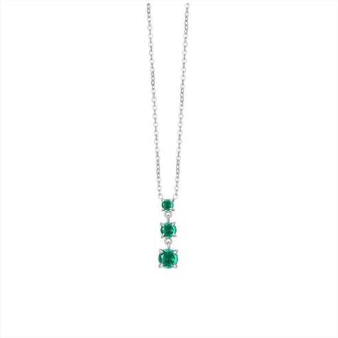 COLLANA DONNA IN ACCIAIO CON ZIRCONI VERDI LUCA BARRA