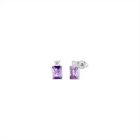 ORECCHINI DONNA IN ACCIAIO CON ZIRCONI VIOLA E BIANCHI LUCA BARRA