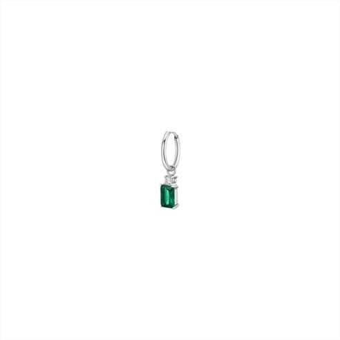 MONO ORECCHINI DONNA IN ACCIAIO CON ZIRCONI VERDE LUCA BARRA