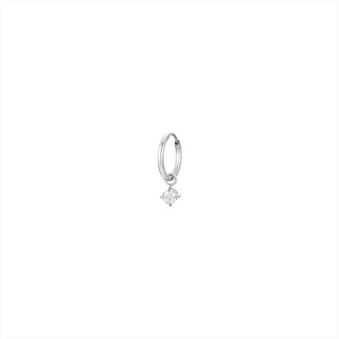 MONO ORECCHINI DONNA IN ACCIAIO CERCHIO CON ZIRCONE BIANCO LUCA BARRA