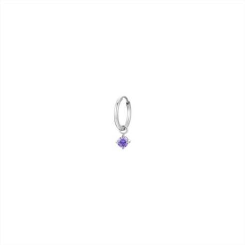 MONO ORECCHINI DONNA IN ACCIAIO CERCHIO CON ZIRCONE VIOLA LUCA BARRA