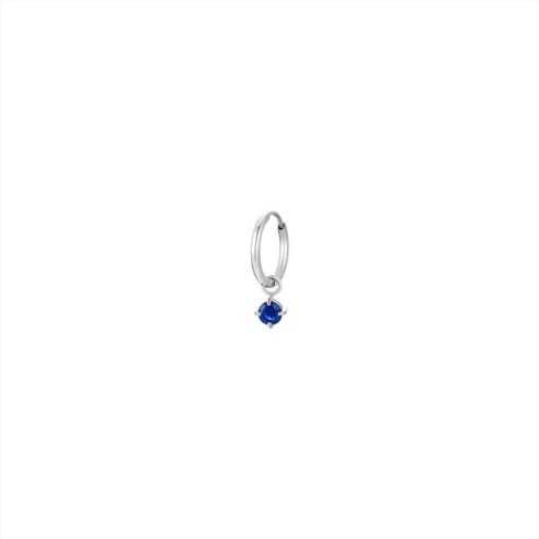 MONO ORECCHINI DONNA IN ACCIAIO CERCHIO CON ZIRCONE BLU LUCA BARRA