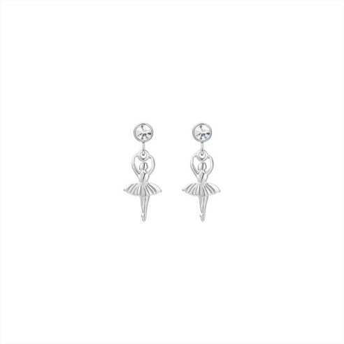 ORECCHINI DONNA IN ACCIAIO CON BALLERINA E ZIRCONE BIANCO LUCA BARRA