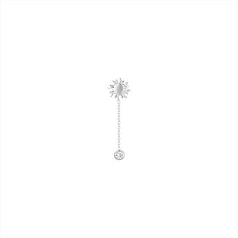 MONO ORECCHINO DONNA IN ACCIAIO CON SOLE E CRISTALLO BIANCO LUCA BARRA