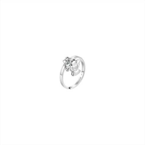ANELLO DONNA IN ACCIAIO CON ANGELO E ZIRCONE BIANCO LUCA BARRA