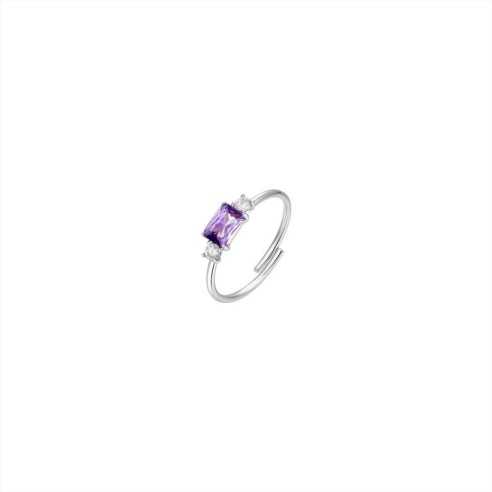 ANELLO DONNA IN ACCIAIO CON ZIRCONI VIOLA E BIANCHI LUCA BARRA