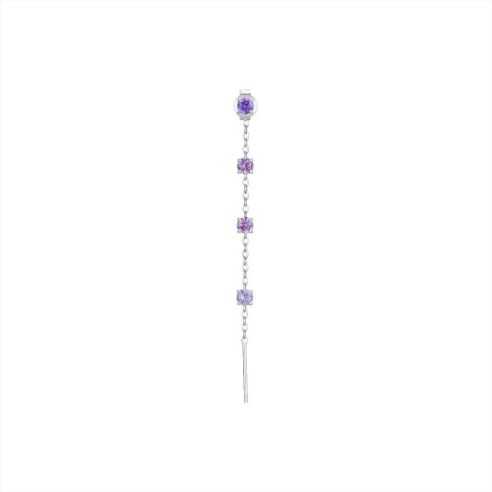 MONO ORECCHINO DONNA IN ACCIAIO CON CRISTALLI VIOLA LUCA BARRA