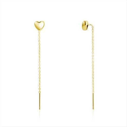ORECCHINI SALISCENDI CUORE BOMBATO PVD ORO BRAND