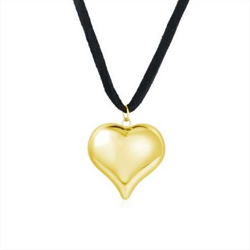  COLLLANA CORDINO ECOPELLE CON CUORE PVD ORO BRAND