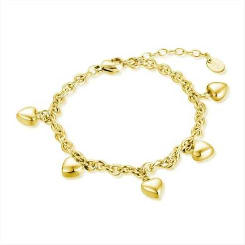 BRACCIALE 5 CUORI PENDENTI PVD ORO BRAND