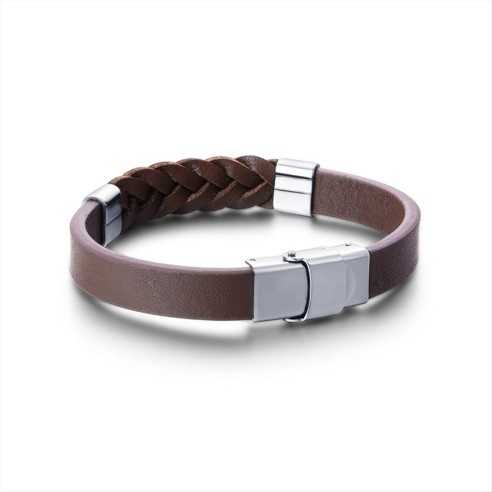 BRACCIALE UOMO IN SIMILPELLE CINTURINO MARRONE INTRECCIATO REGOLABILE BRAND