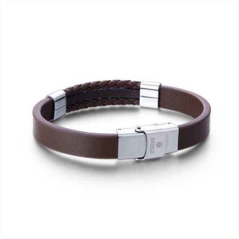 BRACCIALE UOMO IN SIMILPELLE CINTURINO MARRONE REGOLABILE BRAND
