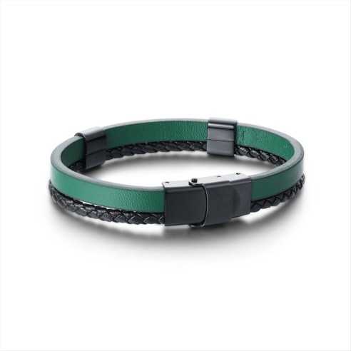 BRACCIALE UOMO IN SIMILPELLE CINTURINO VERDE REGOLABILE BRAND