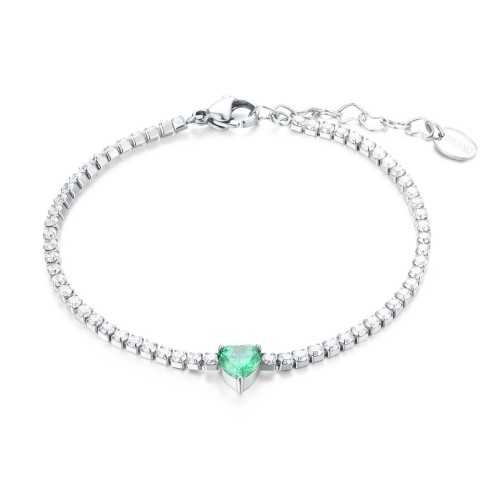 BRACCIALE TENNIS CON CRISTALLO A CUORE BRAND