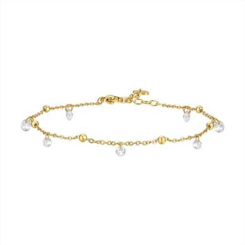 CAVIGLIERA DONNA IN ACCIAIO IP GOLD CON ZIRCONI BIANCHI LUCA BARRA