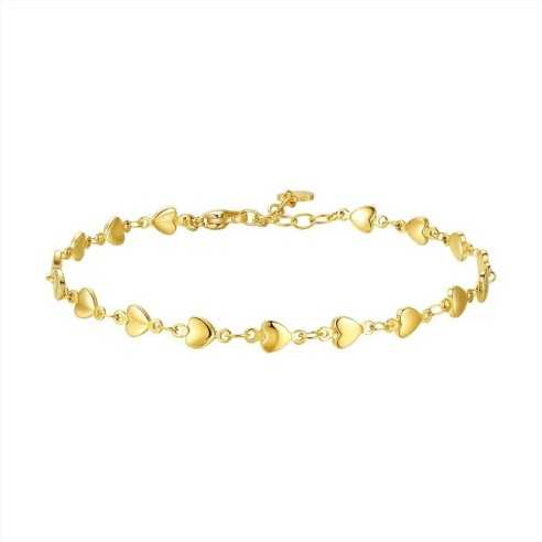 CAVIGLIERA DONNA IN ACCIAIO IP GOLD CON CUORI LUCA BARRA