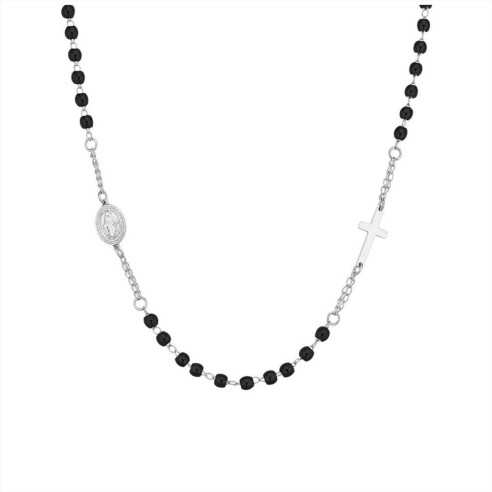 COLLANA UOMO ROSARIO IN ACCIAIO NERO LUCA BARRA