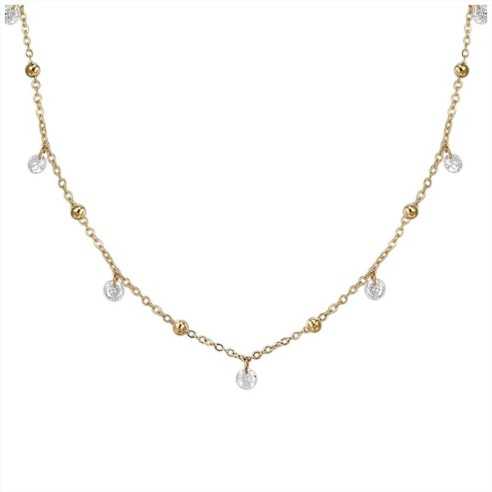 COLLANA DONNA IN ACCIAIO IP GOLD CON ZIRCONI BIANCHI LUCA BARRA