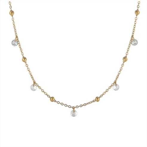 COLLANA DONNA IN ACCIAIO IP GOLD CON ZIRCONI BIANCHI LUCA BARRA