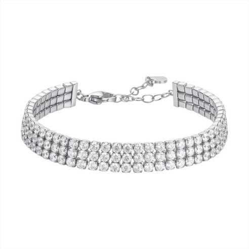 BRACCIALE TENNIS DONNA IN ACCIAIO CON ZIRCONI BIANCHI LUCA BARRA