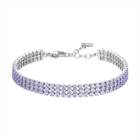 BRACCIALE TENNIS DONNA IN ACCIAIO CON ZIRCONI VIOLA LUCA BARRA