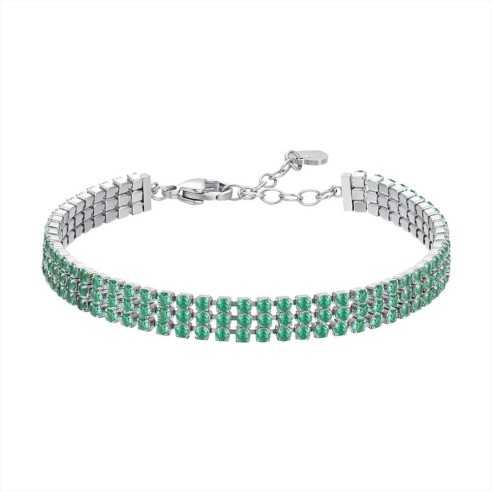 BRACCIALE TENNIS DONNA IN ACCIAIO CON ZIRCONI VERDI LUCA BARRA