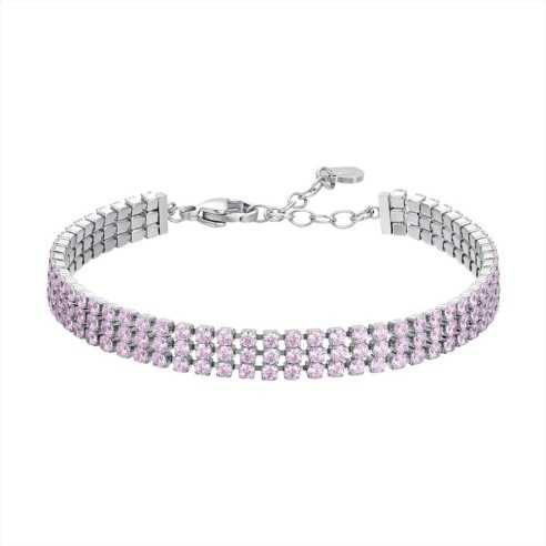 BRACCIALE TENNIS DONNA IN ACCIAIO CON ZIRCONI ROSA LUCA BARRA