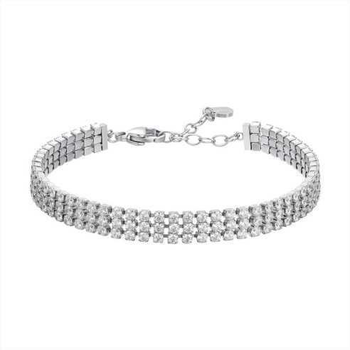 BRACCIALE TENNIS DONNA IN ACCIAIO CON ZIRCONI BIANCHI LUCA BARRA