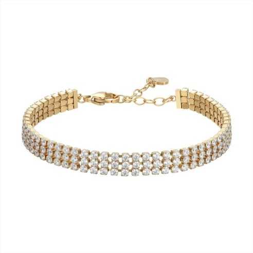 BRACCIALE TENNIS DONNA IN ACCIAIO IP GOLD CON ZIRCONI BIANCHI LUCA BARRA