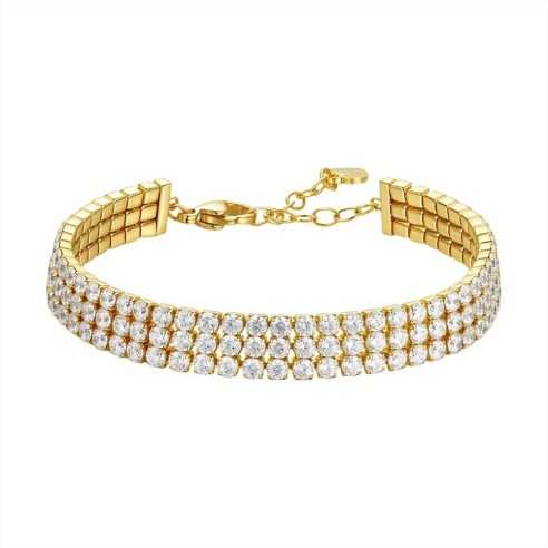 BRACCIALE TENNIS DONNA IN ACCIAIO IP GOLD CON ZIRCONI BIANCHI LUCA BARRA