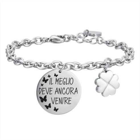 BK2378 BRACCIALE "IL MEGLIO DEVE ANCORA VENIRE" CON SMALTO NERO LUCA BARRA
