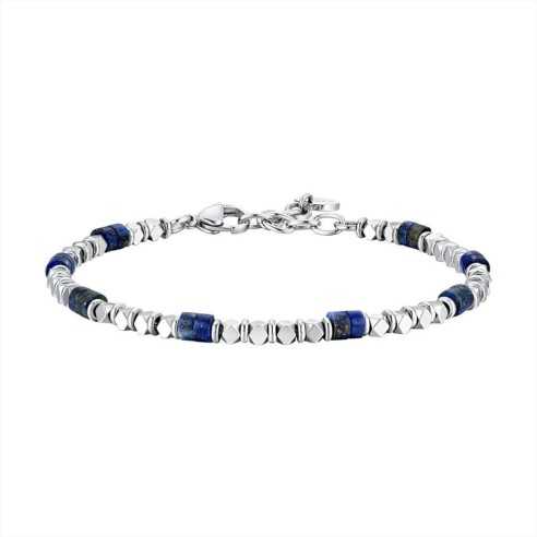 BRACCIALE UOMO IN ACCIAIO CON EMATITE E PIETRE LAPIS LUCA BARRA 