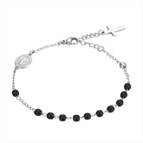 BRACCIALE UOMO ROSARIO IN ACCIAIO NERO LUCA BARRA 