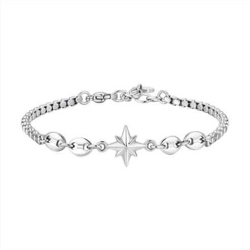 BRACCIALE UOMO IN ACCIAIO CON ROSA DEI VENTI ED ELEMENTI IN ACCIAIO LUCA BARRA 